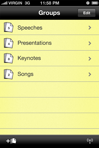 Teleprompt Plus for iPhone group list