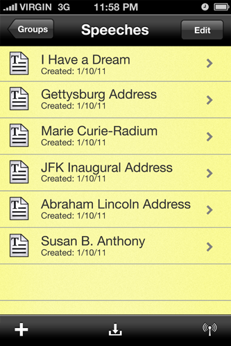 Teleprompt Plus for iPhone script list